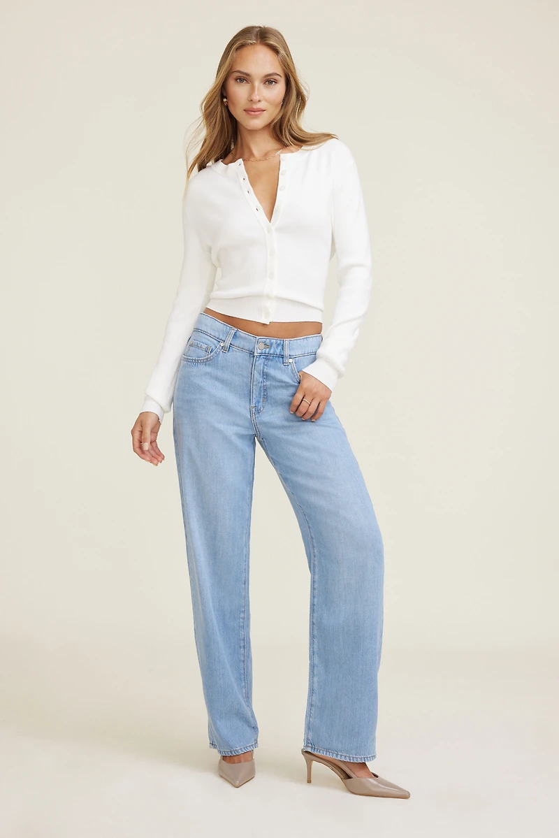 Jean Mika à taille mi-haute et jambe droite décontractée en Tencel