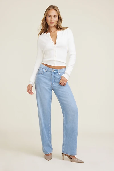 Jean Mika à taille mi-haute et jambe droite décontractée en Tencel