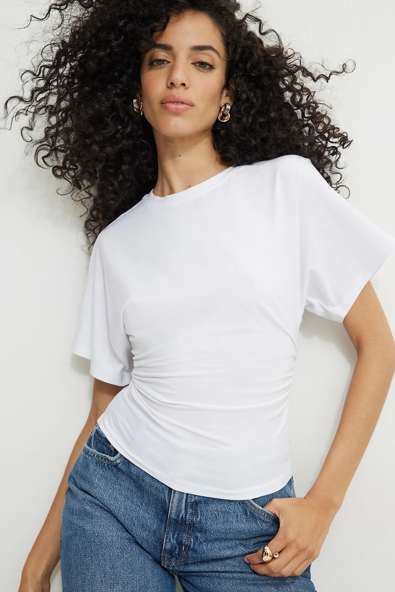 Andrea Shirred Jersey T Shirt