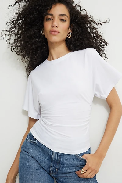 Andrea Shirred Jersey T Shirt