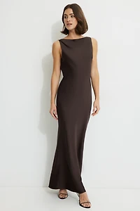 Open Back Satin Maxi Slip Dress