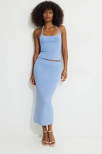 Jupe maxi en tricot à ourlet ondulé