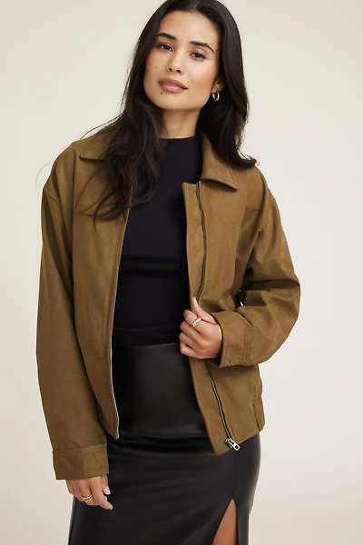 Blouson d’entraîneur en faux suède