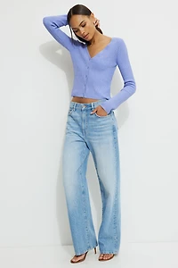 Mila Ribbed V Neck Cardigan