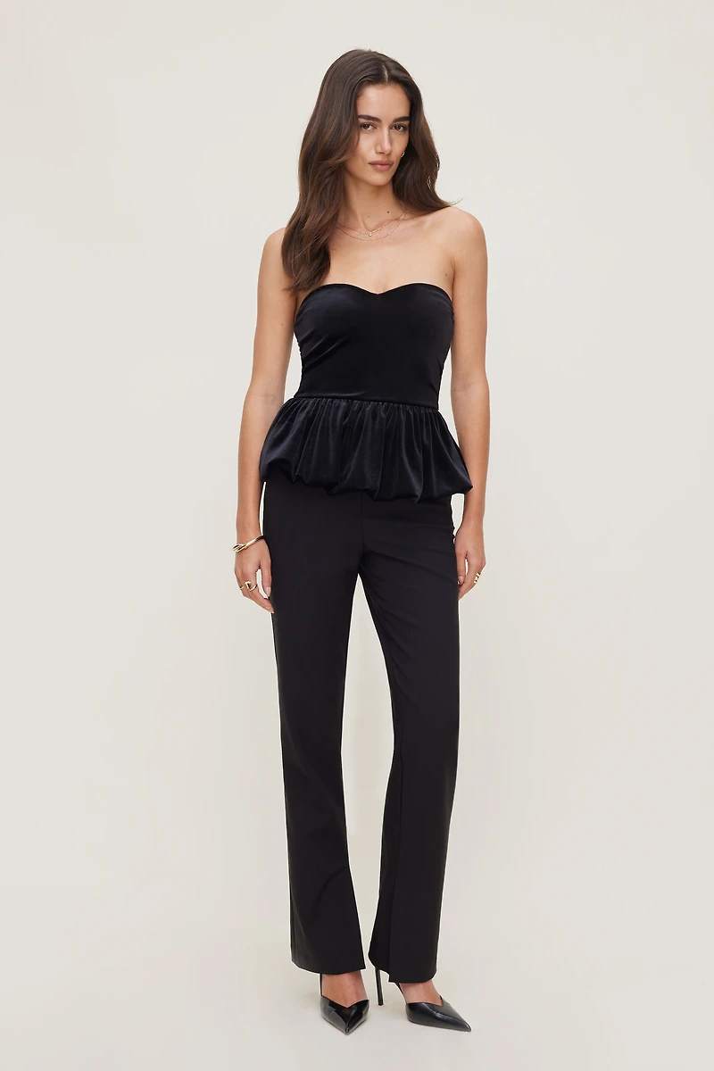 Peplum Velvet Tube Top