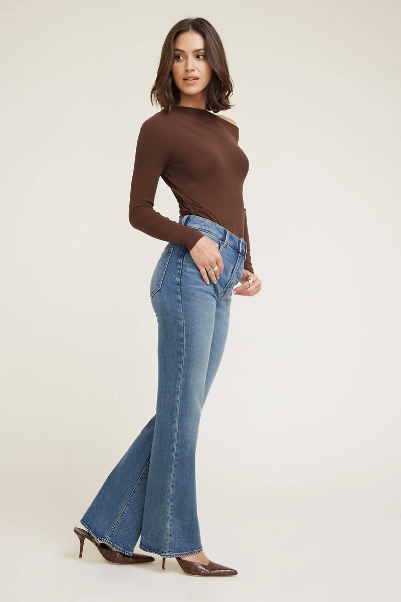 Jean extensible semi-évasé à taille haute Elodie