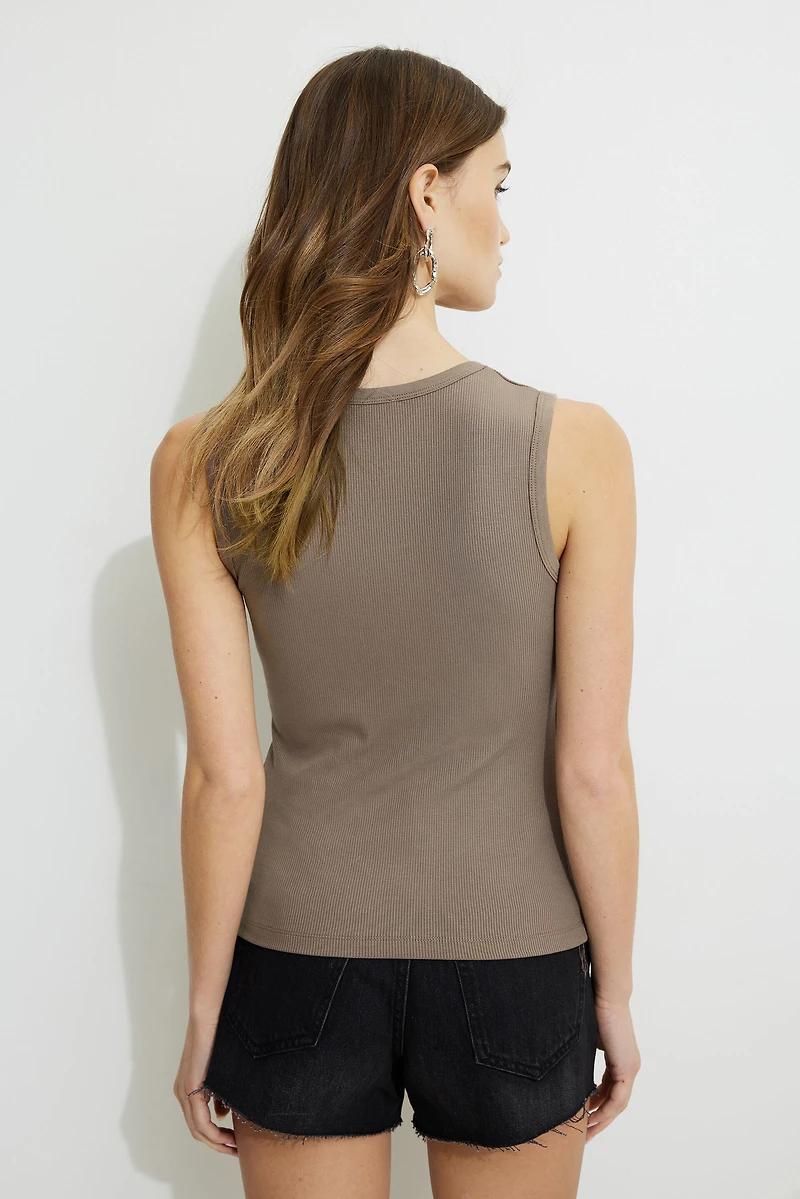 Camisole côtelée à encolure échancrée Hallie
