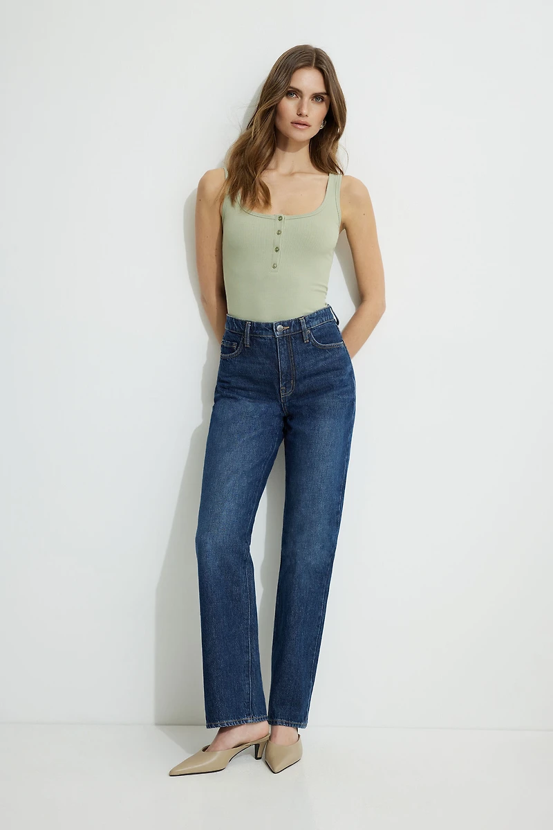 Ribbed Henley Bodysuit