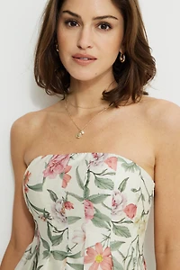 Floral Peplum Tube Top