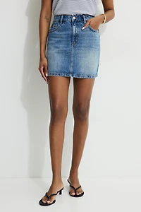High Rise Denim Mini Skirt