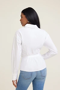 Cinched Back Poplin Blouse
