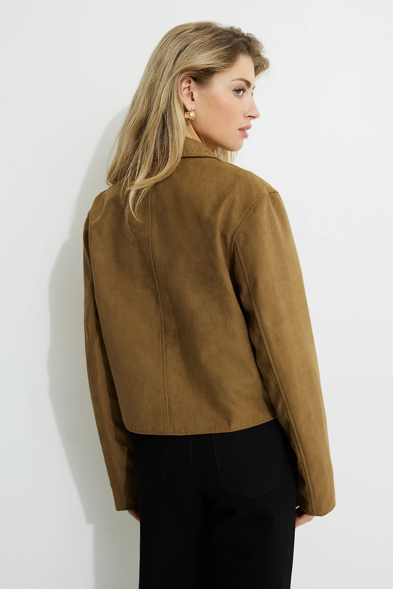 Cropped Faux Suede Jacket