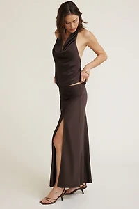 Slit Satin Maxi Skirt