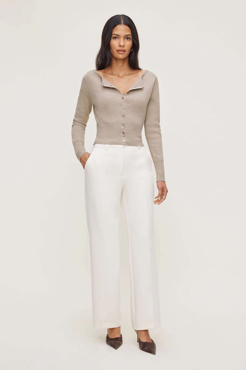Pantalon surpiqué à jambe droite