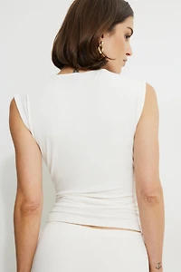 Camisole drapée en jersey à col châle