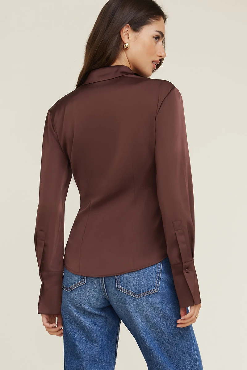 Eva Cinched Satin Shirt