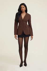Cinched Collarless Blazer