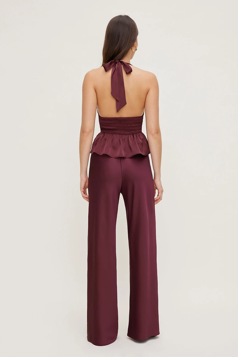 Plunge Satin Halter Top