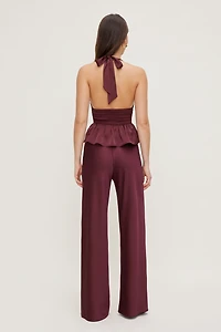 Plunge Satin Halter Top