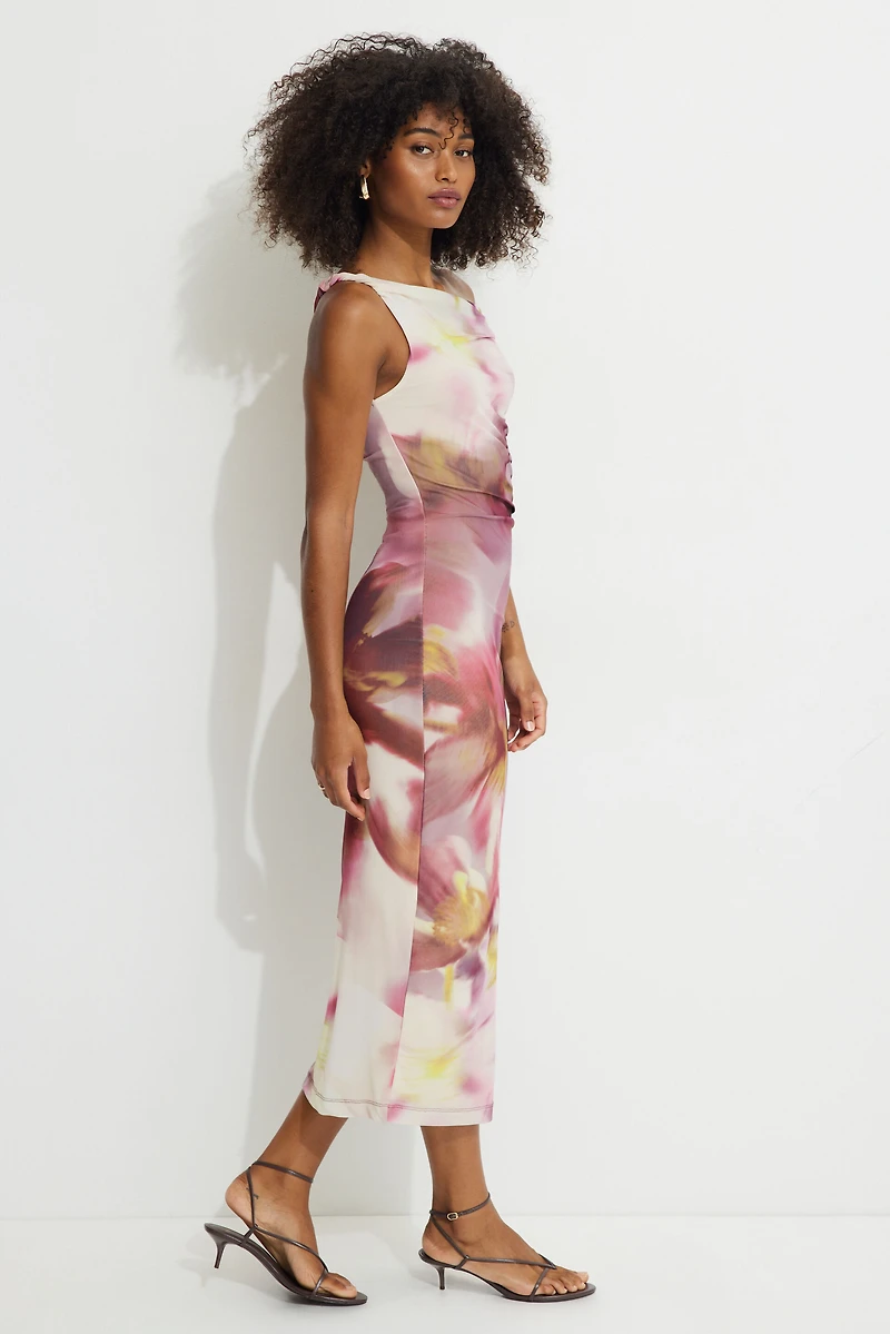 Off Shoulder Mesh Maxi Dress