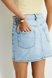 High Rise Denim Mini Skirt