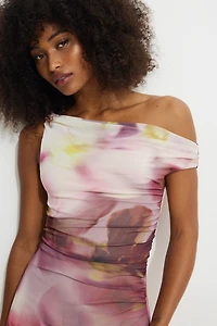 Off Shoulder Mesh Maxi Dress