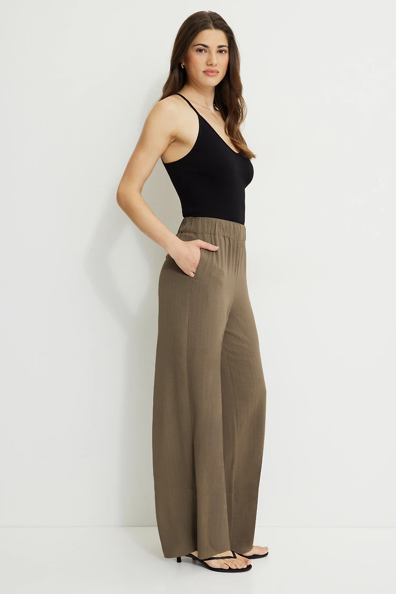 Pantalon à enfiler jambe large