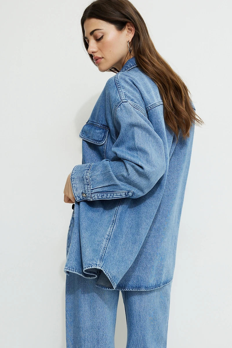 Chemise ample en denim et Tencel