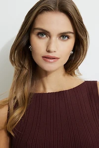 Boat Neck Rib Mini Dress