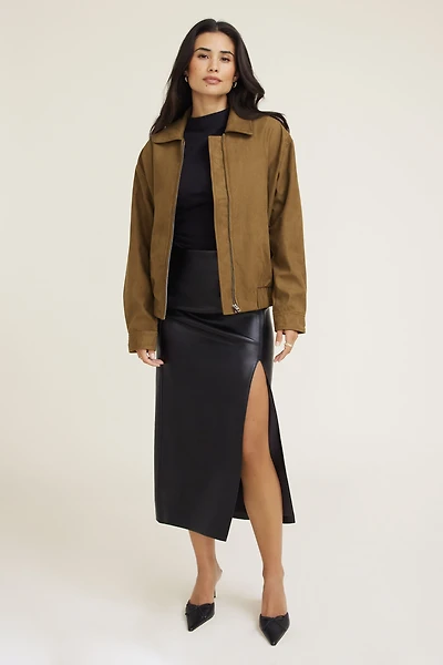 Blouson d’entraîneur en faux suède