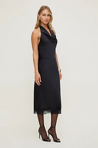 Lace Satin Midi Skirt