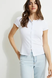 Ribbed Short Sleeve Cardigan