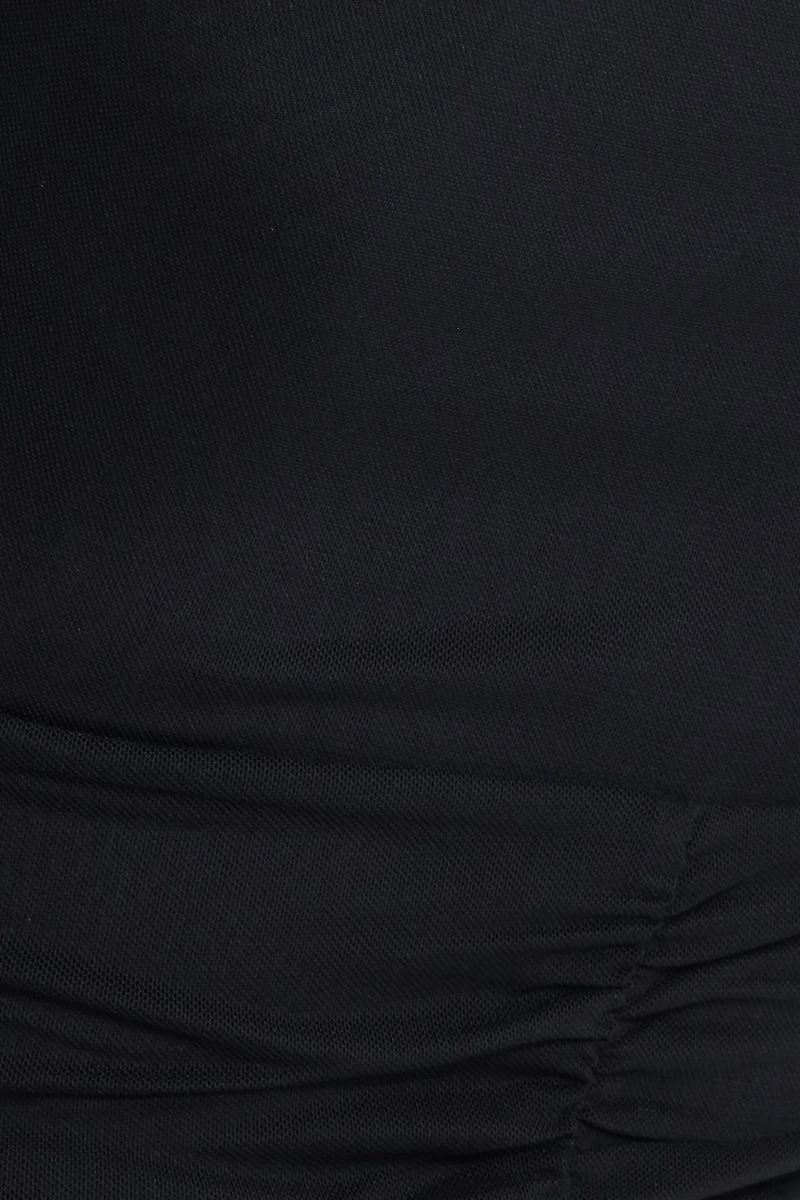 Haut en maille à col plongeant froncé