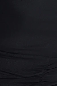 Haut en maille à col plongeant froncé