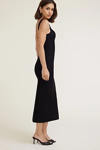 Robe maxi en point de Rome à dos ouvert