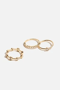 Ensemble de 3 bagues à plusieurs rangs avec pierres