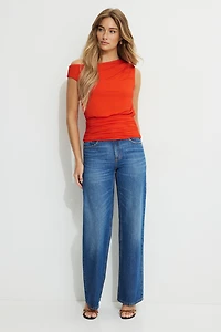 Draped Off Shoulder Jersey Top