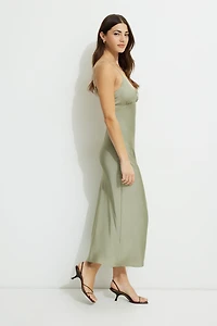 Sage Satin Maxi Dress