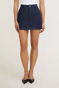 Bouclé Denim Mini Skirt