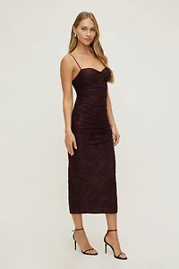 Robe maxi froncée en jacquard