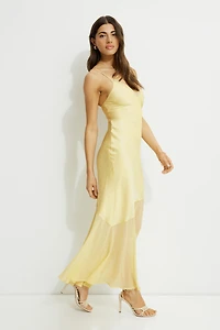 Asymmetric Satin Maxi Dress