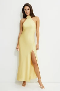 Halter Satin Maxi Dress