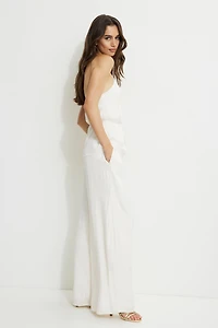 Crinkle Satin Wide Leg Pants
