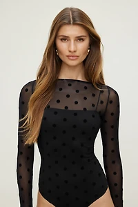 Dylane Polka Dot Mesh Bodysuit