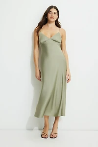 Sage Satin Maxi Dress