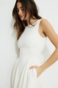 Robe maxi évasée en tricot point de Rome