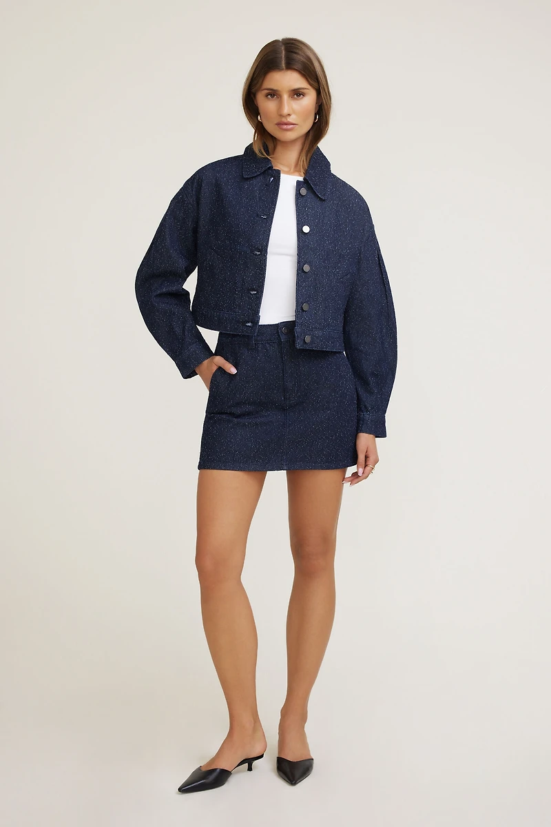 Bouclé Denim Mini Skirt