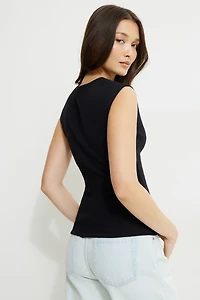 Cinch Waist Cotton Tank Top