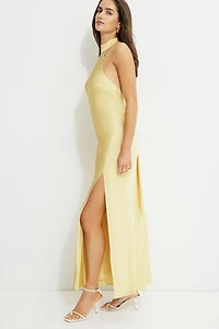 Halter Satin Maxi Dress