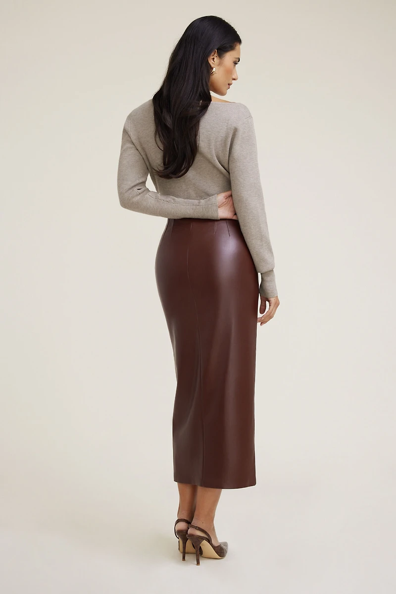 Marlow Faux Leather Midi Skirt
